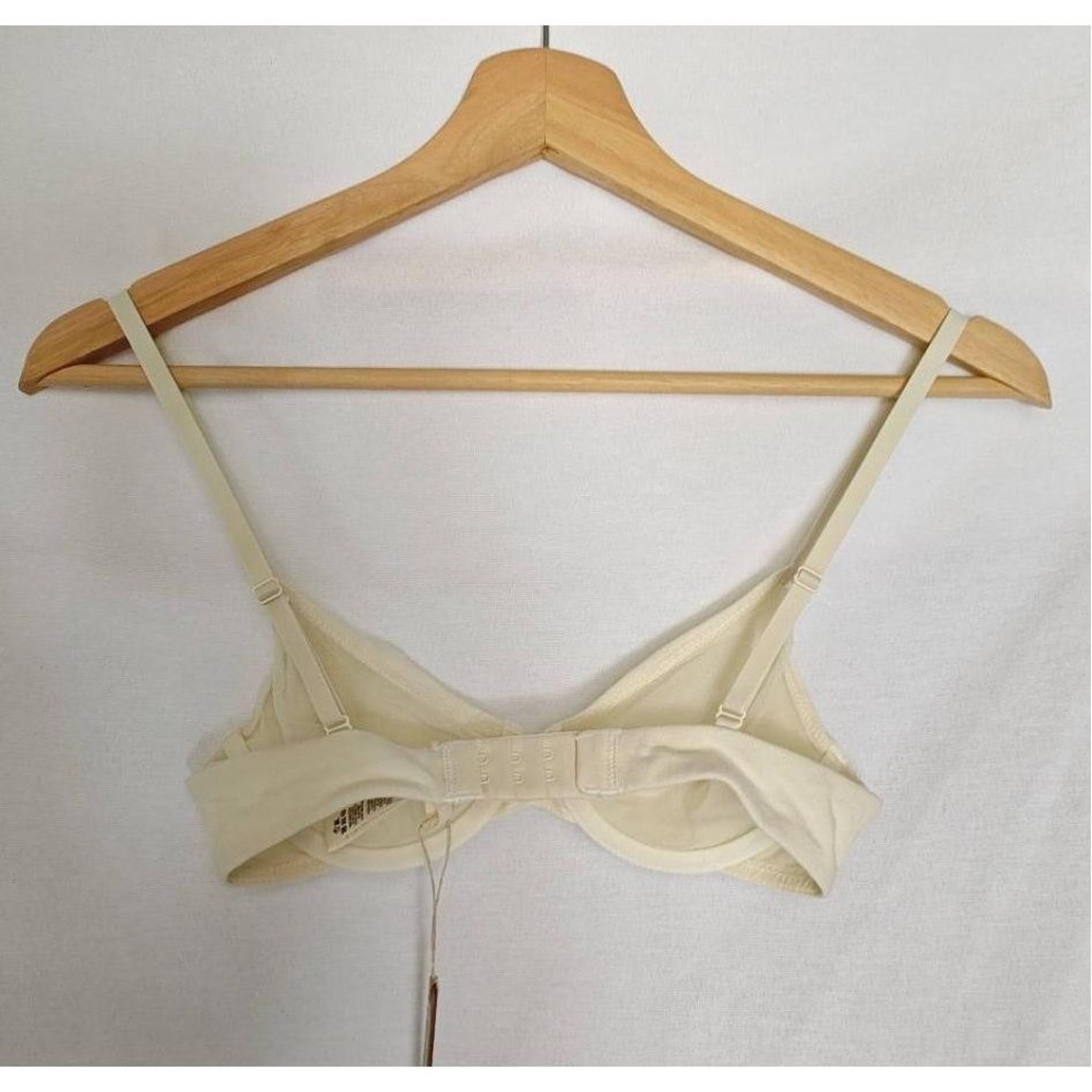 SKIMS Bra Cotton Jersey T-Shirt Bone Cream‎ 30B Underwire Mesh Unlined New - Picture 2 of 7